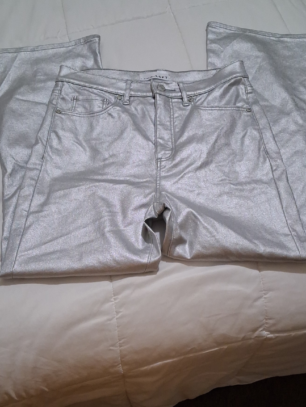 LOFT Metallic Silver Jeans  Sz 6